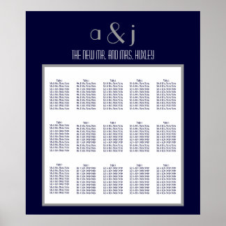 Póster Gráfico 150 de asientos Bodas en azul Art Deco