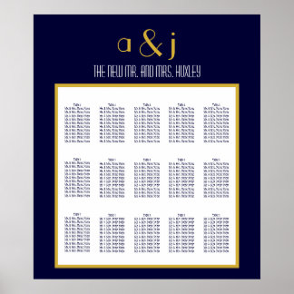 Póster Gráfico 150 de asientos de Boda Art Deco de Oro Az