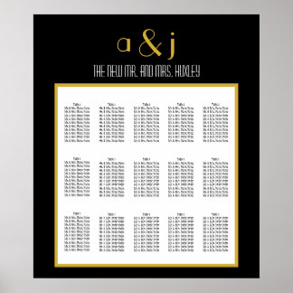 Póster Gráfico 150 de asientos de Boda Art Deco de oro ne