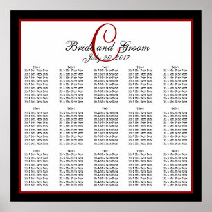 Póster Gráfico 150 de asientos de Boda de monograma blanc