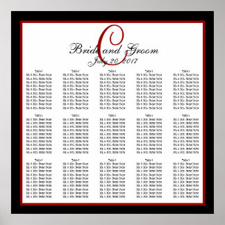 Póster Gráfico 150 de asientos de Boda de monograma blanc
