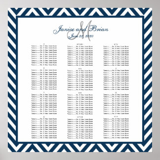 Póster Gráfico 150 de asientos para Bodas de cheurón azul