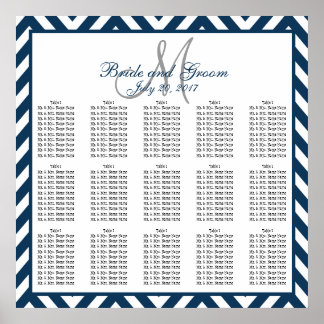 Póster Gráfico 150 de asientos para Bodas de cheurón azul