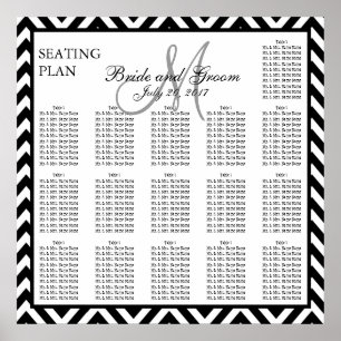 Póster Gráfico 160 de asientos de Boda Zig Zag de Chevron