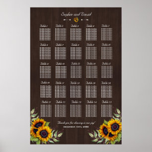 Póster Gráfico 250 de los asientos de girasoles de madera