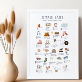 Póster Gráfico alfabético de cosas que agradecer