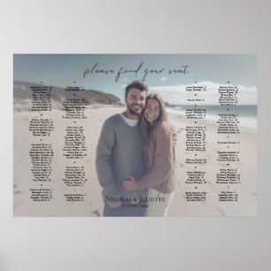 Póster Gráfico alfabético moderno de asientos para bodas