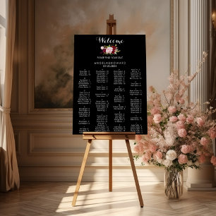 Póster Gráfico clásico de asientos alfabéticos negros tro