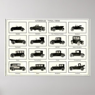 Póster Gráfico clásico de automóviles, colección vintage