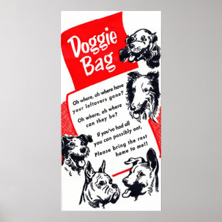 Póster Gráfico clásico de bolsitas para perros