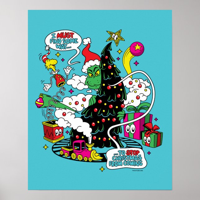 Póster Gráfico colorido de Navidad de Grinch (Frente)