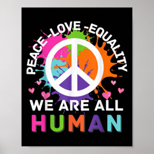 Póster Gráfico colorido Todos Somos Humanos Paz Amor Igua
