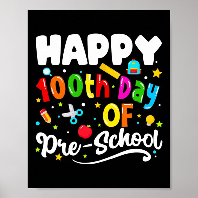 Póster Gráfico De 100 Días De Enseñanza Preescolar Infant (Frente)