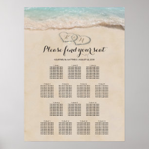 Póster Gráfico de 14 asientos del Boda Tropical Beach Hea