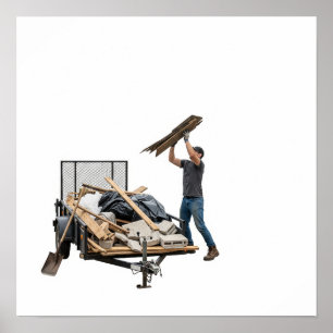 Póster Gráfico de acción de carga de desechos