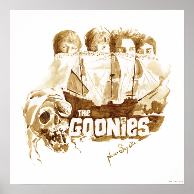 Póster Gráfico de acuarela del barco pirata Goonies (Frente)