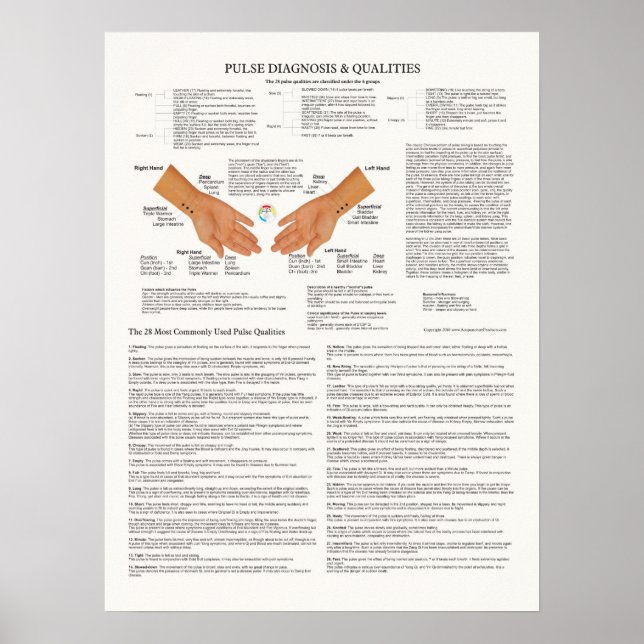 Póster Gráfico de acupuntura por diagnóstico de pulso (Frente)