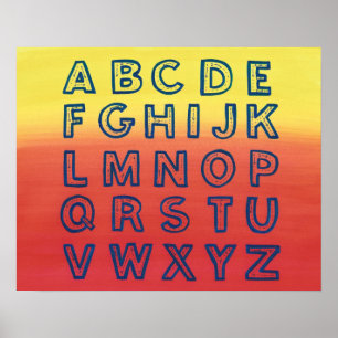 Póster Gráfico de alfabetos Funda superior Letras ómbre d