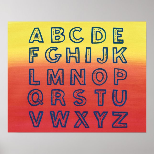 Póster Gráfico de alfabetos Funda superior Letras ómbre d (Frente)