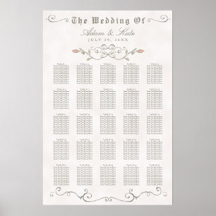Póster GRÁFICO DE ASIENTOS 201-250   Elegante Boda de Bel