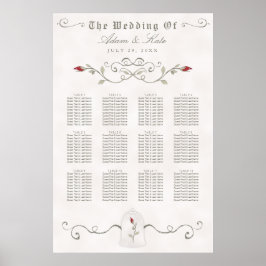 Póster GRÁFICO DE ASIENTOS 81-120 | Elegante Boda Rosa Ro