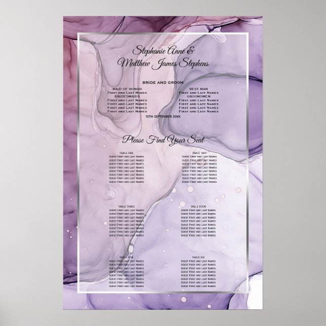 Póster Gráfico de Asientos Abstracto de Rosa Lavanda Pers (Frente)