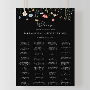 Póster Gráfico de asientos alfabético de flores silvestre