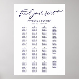 Póster Gráfico de Asientos Alfabetico Escritura Azul Mari