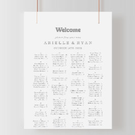Póster Gráfico de Asientos Alfabetico Minimalista Formal