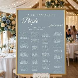 Póster Gráfico de Asientos Alfabetico para Boda en Azul P