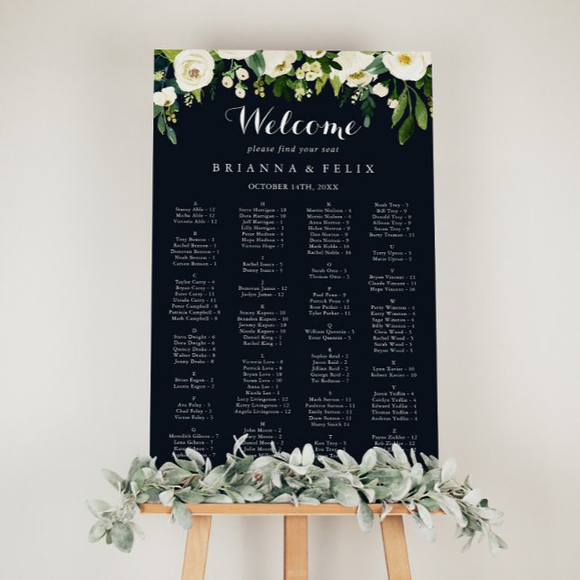 Póster Gráfico de asientos alfabéticos azul floral verde  (Subido por el creador)