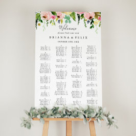 Póster Gráfico de asientos alfabéticos de caída tropical 