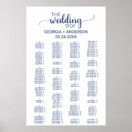 Póster Gráfico de asientos alfabéticos de caligrafía nava