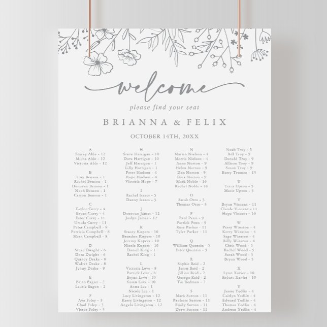 Póster Gráfico de asientos alfabéticos de flor silvestre  (Subido por el creador)