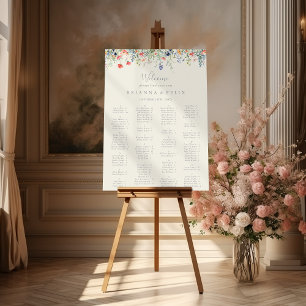 Póster Gráfico de asientos alfabéticos de flores silvestr