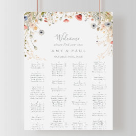 Póster Gráfico de asientos alfabéticos en flor silvestre 