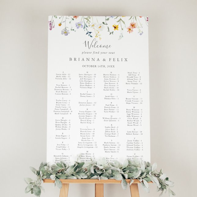 Póster Gráfico de asientos alfabéticos florales multicolo (Subido por el creador)