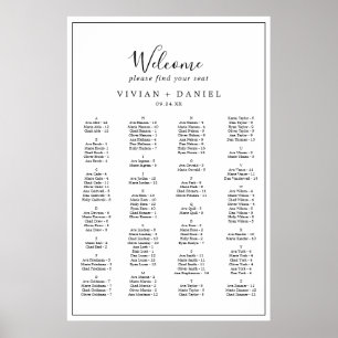 Póster Gráfico de asientos alfabéticos minimalistas