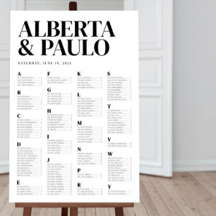 Póster Gráfico de asientos alfabéticos minimalistas perso