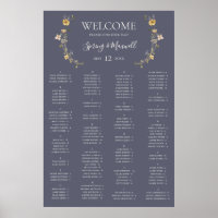 Gráfico de asientos alfabéticos púrpura de flor si