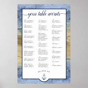 Póster Gráfico de asientos azules y dorados de la Marina