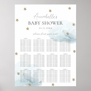 Póster Gráfico de asientos Baby Shower de Nube Azul 9 est