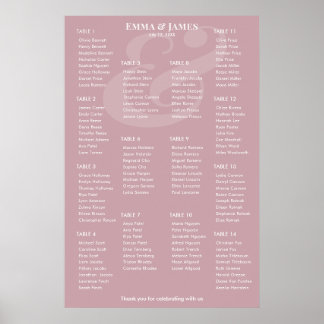 Póster Gráfico de Asientos Boda Ampersand Mauve REVERSO |
