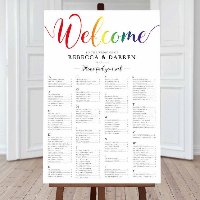 Póster Gráfico de asientos Boda arcoiris alfabético (Subido por el creador)