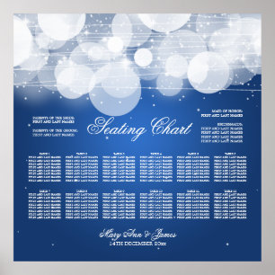 Póster Gráfico de asientos boda Azul brillante y de aguja