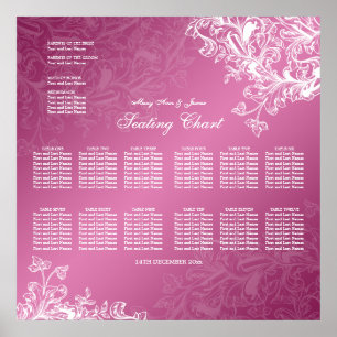 Póster Gráfico de asientos boda Barnices de color rosa