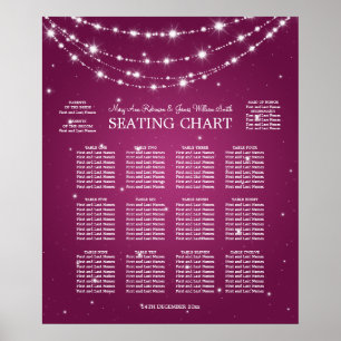 Póster Gráfico de asientos boda Cadena de parqueado rosa