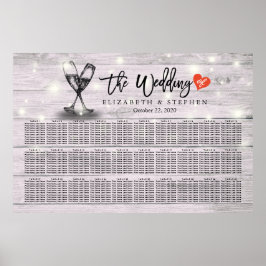 Póster Gráfico de asientos boda Champán Gafas Luz de made