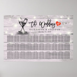Póster Gráfico de asientos boda Champán Gafas Luz de made