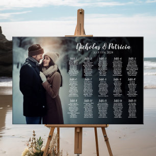 Póster gráfico de asientos boda con elegante fotografía m
